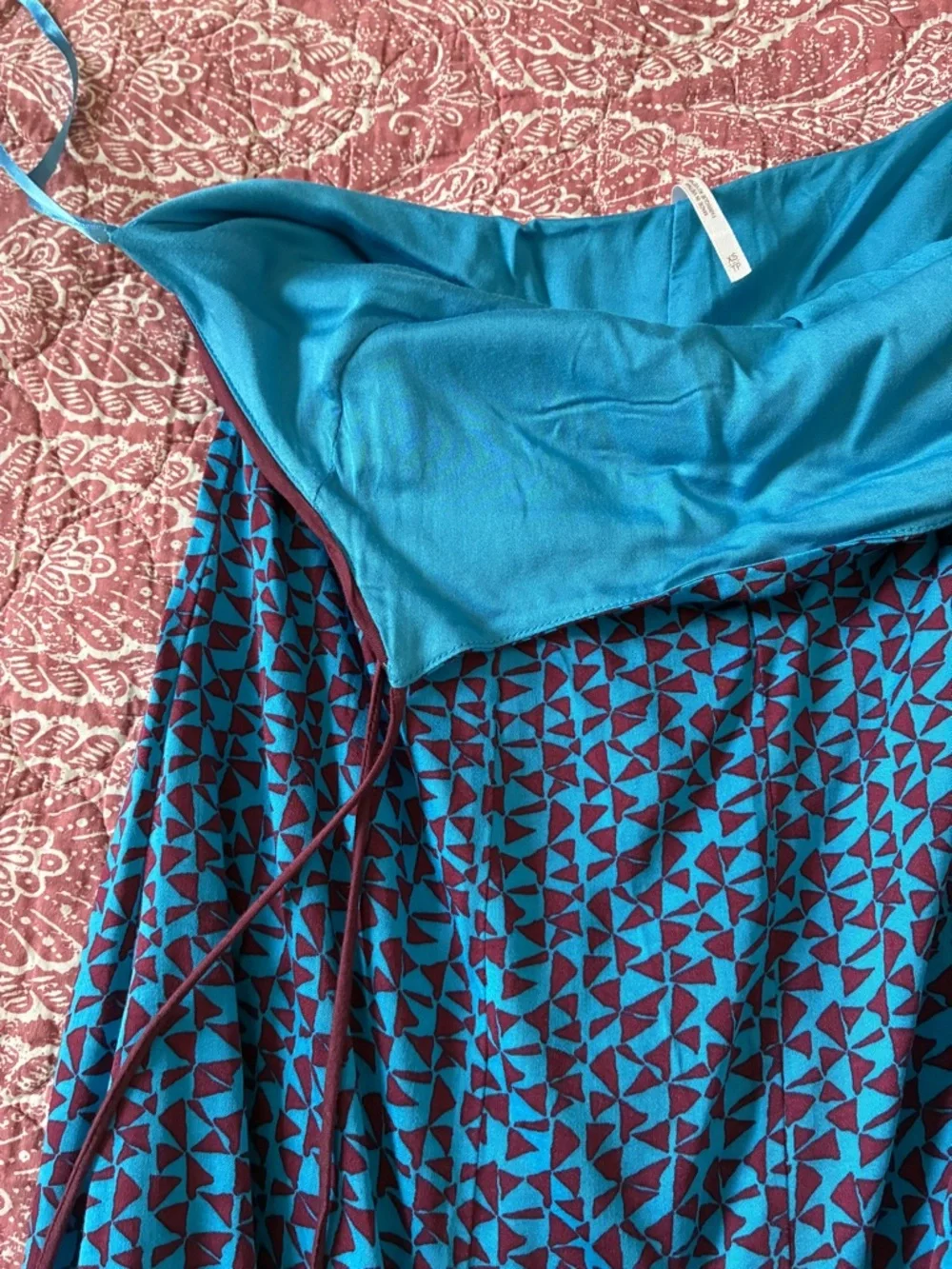 Free People Teal and Burgundy Backless Dress- NWT - Picture 2 of 9